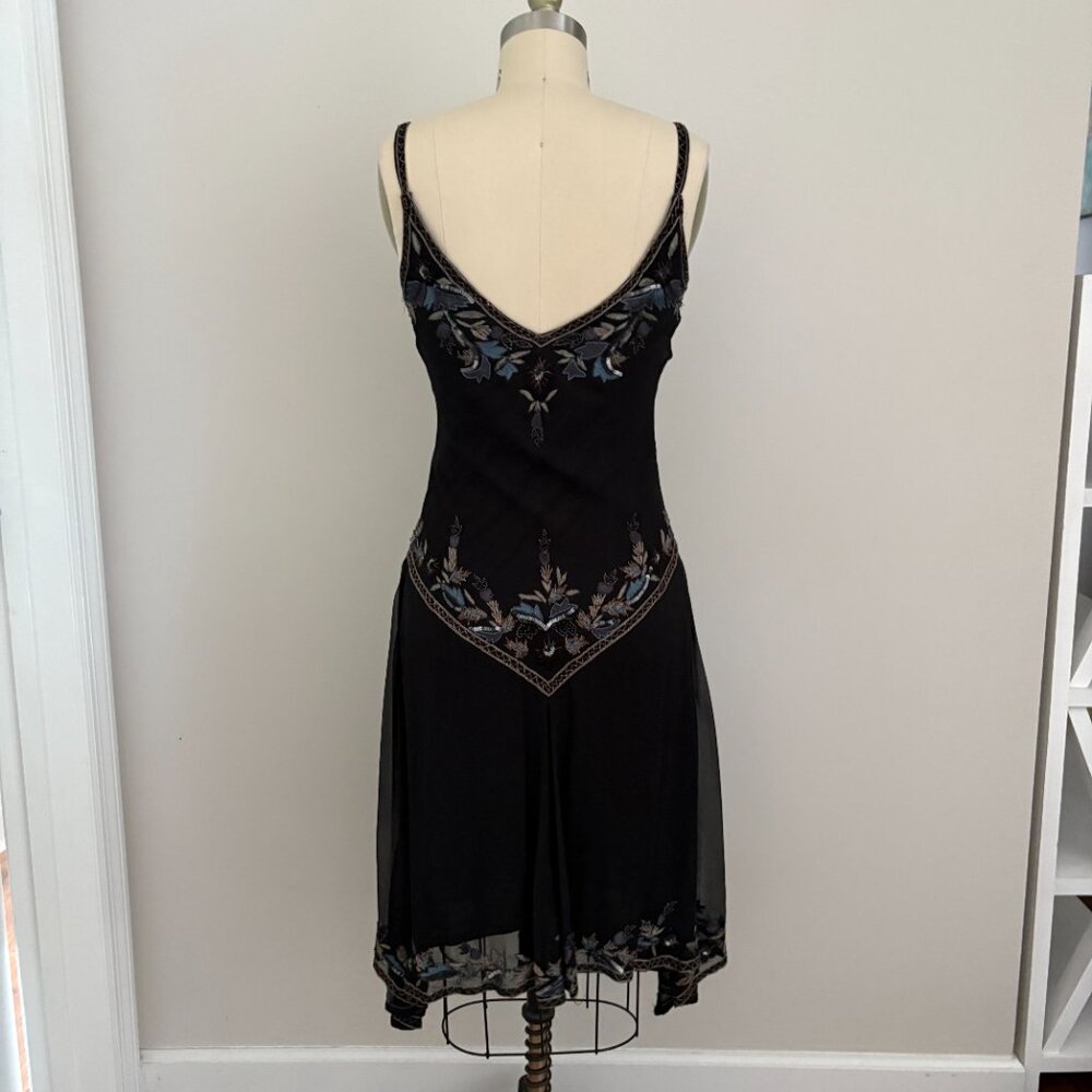 Stenay Y2K Black Silk Beaded Fairy Goth Dress Whimsigoth Fairycore 6 - Picture 7 of 11